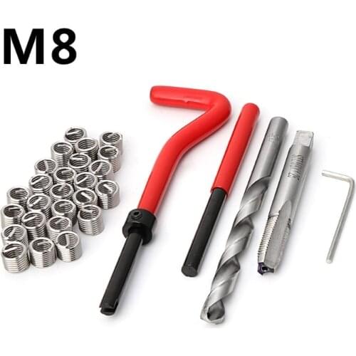 M8 Car Pro Coil Drill Tool Metric Thread Repair Insert 30pcs Kit for Helicoil Car Repair Tools Coarse Crowbar