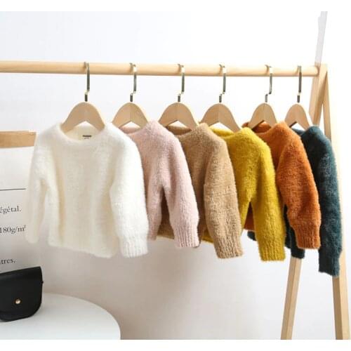 Girls' Sweaters Winter Wear New Style Imitation Mink Jacket Sweater 1-3 Year Old Baby Warm Coat Kids Sweaters