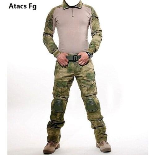 Tactical Camouflage Military Uniform Clothes Suit Men US Army Clothes Military Combat Shirt + Cargo Pants Knee Pads