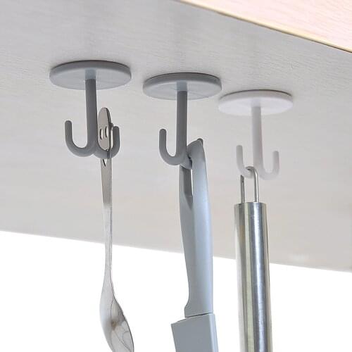 Kitchen Bathroom Vertical Strong Adhesive Stickers Wall Hanging Load-Bearing Suction Cup Kitchen Hook Free Punching Hook