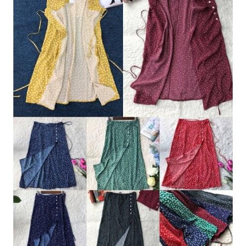 Midi Skirt France Paris Single Retro Dot Print Skirt One-piece Button Women Skirt