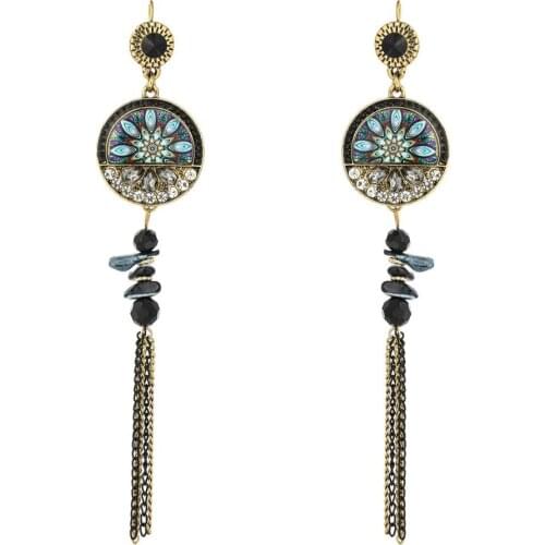 Indian Jhumka Drop Earrings for Women Boho Ethnic Flower Long Tassel Hanging Earring oorbellen Female Holiday Party Jewelry Gift