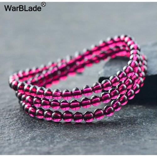 AAAAAA Natural Stone Rose Garnet Bracelets 4 Multilayer Collection Grade 6A Rose Garnet Beads Beaded Bracelets Bangles For Women