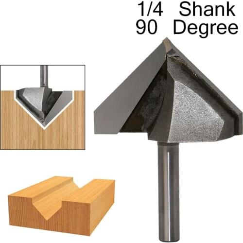 1pc 6.35mm 1/4 Inch Shank 90 Degree V Groove Router Bit Milling Cutter for Wood Woodworking Slotting Tools