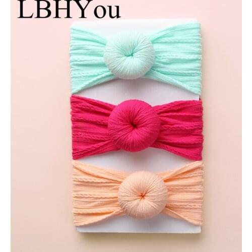 1pcs Knot Bows Nylon Headbands Super Soft Cable Knit Baby Girls Wide Nylon Headwraps Turban ,Kids Children Knotbow Hairbands