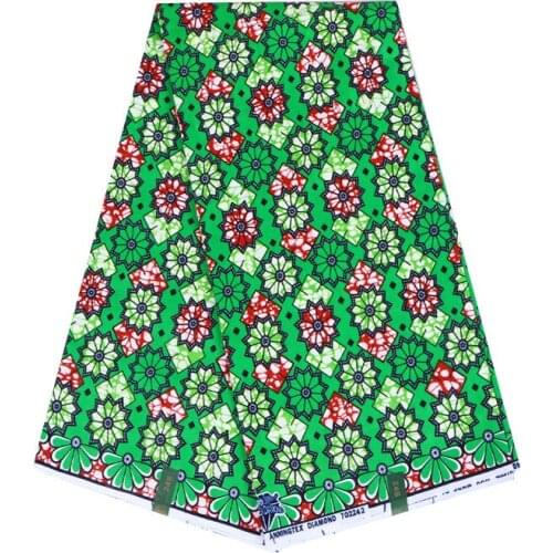 2019 Green 100% Cotton Floral Print Beautiful Fabric African Ankara High Quality Nigeria Veritable Real Wax Fabric 6 Yards