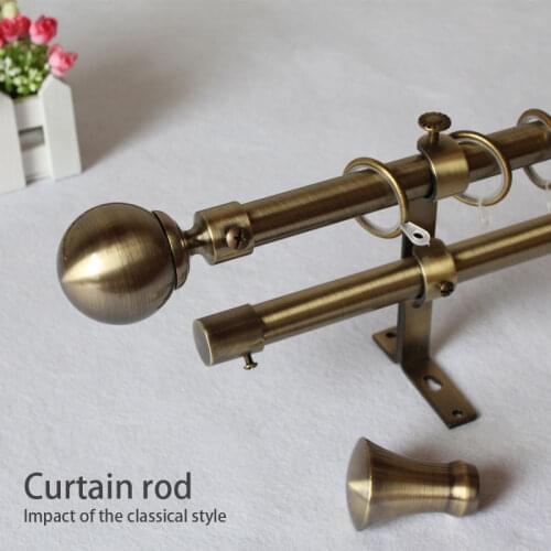 2019 Ancient iron curtain rods 19MM Aluminum Alloy Curtain Poles mute curtain pole rod single and double curtain rod set