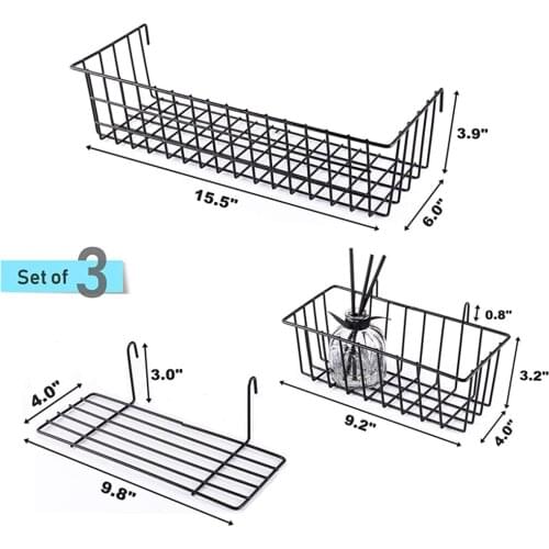 3pcs Grid Wall Hanging Basket Holder Newspaper Storage Bathroom Wall Rack