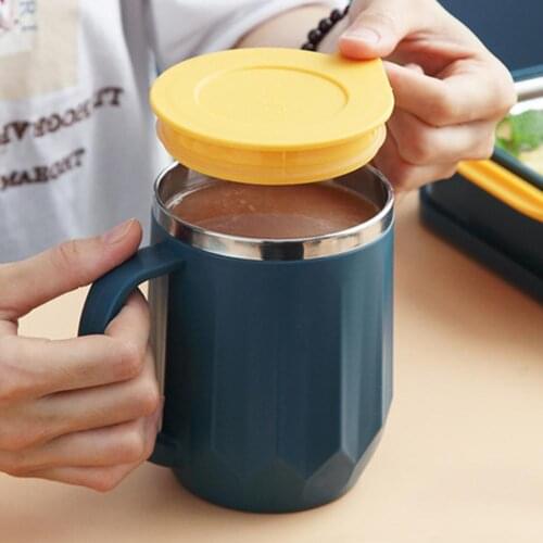 400ml Creative Double Layer Mugs Stainless Steel Coffee Mugs Water Cup Milk Coffee Tea Mug Cup Insulated Mug with Lid Drinkware
