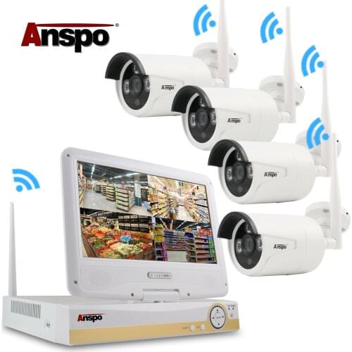 4CH 1080P Wireless Security System WIFI 10.1"LCD Monitor NVR CCTV IP Camera