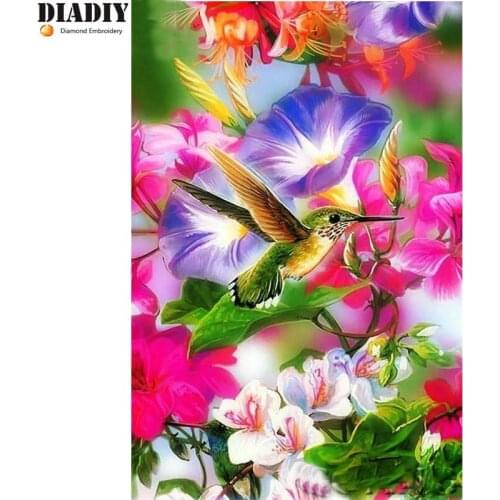 DIY 5d Diamond embroidery flowers picture diamond painting Hummingbird diamond mosaic cross stitch the paintings of rhinestone