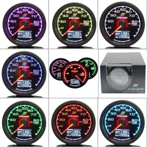 62mm 7 Color in 1 Car Gauge GRe*dy Multi D/A LCD Digital Display Turbo Boost Gauge Racing Gauge 2.5 Inch Water-temp Meter