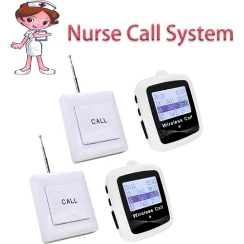 Wireless Paging System 2 Watches Receiver Big Screen + 2 Pager Transmitter for Fast Food Restaurant Hospital Nurse Call