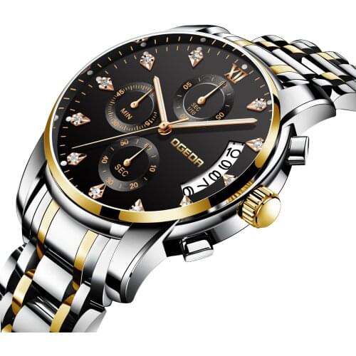 2019 Watch Men Fashion Casual Classic Chronograph Sport Quartz Clock 30M Waterproof Watches Clock Relogio Masculino Black Sale
