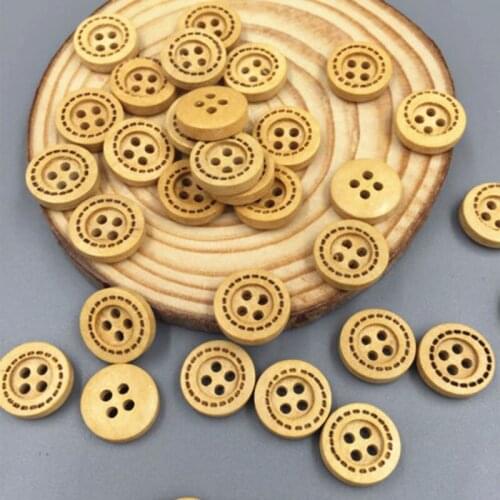 DIY 200pcs Crafts 4 Holes Wooden Buttons Sewing Round Clothing accessories 13mm