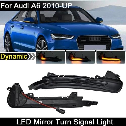 For Audi A6 4GH 4GJ 4G2 4G5 4GD 4GC C7 2010-up Smoked LED Side Rearview Mirror Light Dynamic Amber Turn Signal Indicator Lamp