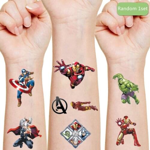Marvel Iron Man Originales Tattoo Sticker Random 1PCS Action Figure Disney Spider-Man Cartoon Kids Girls Christmas Birthday Gift