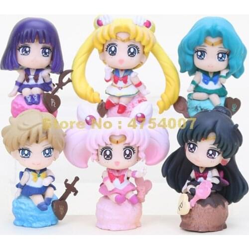 6pcs Anime 20th Anniversary Mars Jupiter Venus Mercury Cake Ice Cream Base Action Figures Doll Collection 8cm Toy