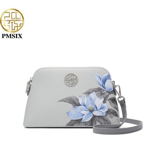 PMSIX Elegant Women Leather Luxury Crossbody Bags Print Designer Messenger Bag Fashion Light Female Shoulder Bag Small Lady Bags