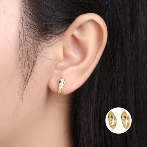 Gothic 925 Sterling Silver Small Hoop Earrings for Women Fashion Animal Snake Shaped Gold Silver Earrings silver 925 Jewelry