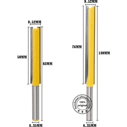 6.35mm shank,CNC Solid carbide milling Cutter,Woodworking router bit,Engraving wood tool,2 flutes Extended trimmer end mill