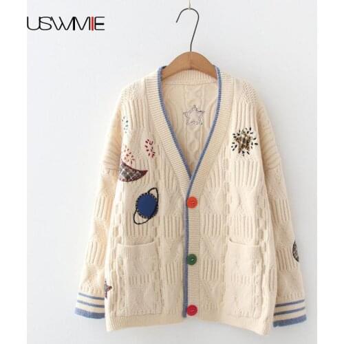 Free Shipping Women Cardigan Autumn Winter Fashion Leisure Japanese Thick Warm Loose Comfort Pockets Long Sleeve Sweater Coat