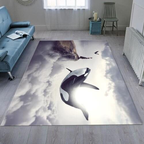 Whale, Orka Patterned Carpet ,Non Slip Floor Carpet,Teens Carpet,Turkish Rug