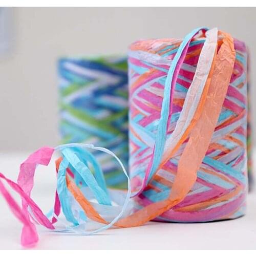 Gift Wrapping Ribbon 80m Colorful Rainbow Ribbon Cake Box Packaging Christmas Raffia Rope Gifts Packing Thread Party Accessories