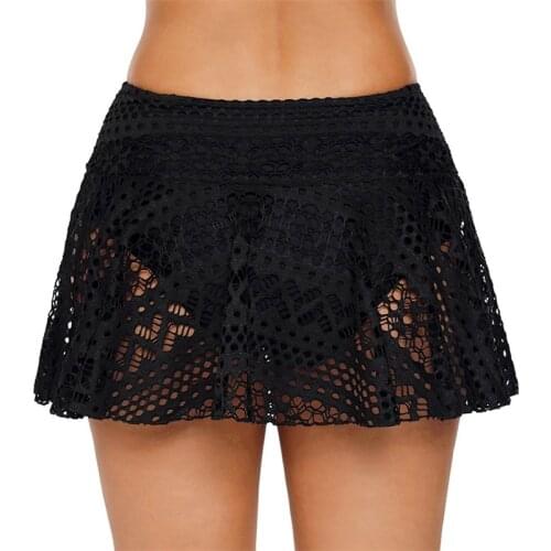 2021 Summer Womens Swim Trunk Women Lace Swim Skirt Crochet Bikini Bottom Swimsuit High Waist Tulip Hem Swim Skirt Beach Dress
