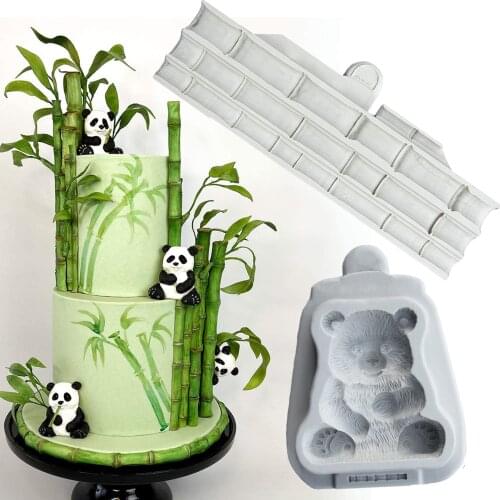 Luyou Cute Panda Silicone Fondant Molds Cake Decorating Tools Bamboo Resin Mold For Baking , Pastry Kitchen Accessories FM2043