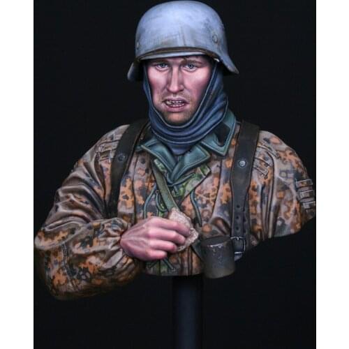 1/10 Scale Unpainted Resin bust soldier in Ardennes collection bust