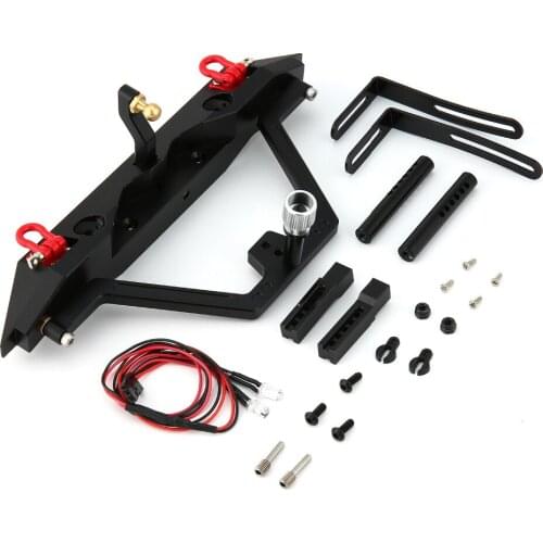 Metal Steel Rear Bumper with LED Lights for Traxxas Axial SCX10 RC Off-road Crawler Car Spare Parts Accessories Component