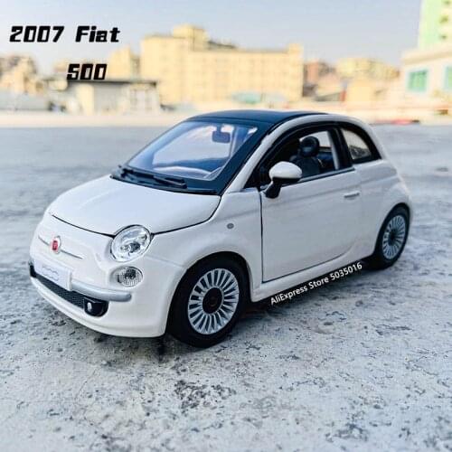 Bburago 1:24 2007 Fiat 500L yellow simulation alloy car model crafts decoration collection toy tools gift