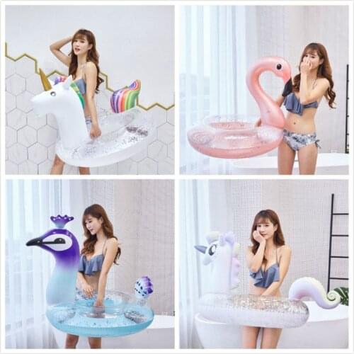 90/120cm Inflatable Gittler Unicorn Flamingo Swim Ring Peacock Pool Float Adult Kid Water Swimming Tube Pool Toys Cute Piscina