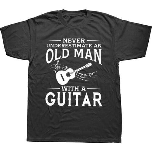 Funny An Old Man Electric Guitar Bass Graphic New Cotton Short Sleeve Dad T Shirts Cool Musician Guitarist Harajuku T-shirt