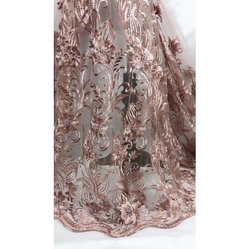 New design fashion glued glitter sequin embroidery tulle mesh lace JRB-62915 for nice dress