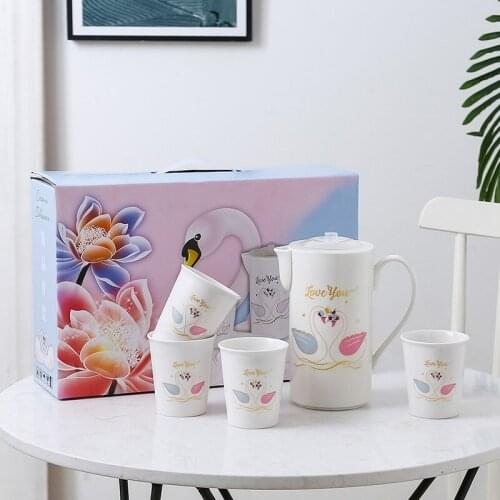 Wholesale Ceramic Household Cold Kettle Set, 1 Pot, 4 Cups of Heat-resistant High-temperature Tea Set Tea Pot and Cup Set