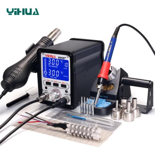 YIHUA 995D+SMD Soldering Station with Pluggable Hot Air Gun Soldering Iron BGA Rework Station Phone Repair Welding Station 3.5KG