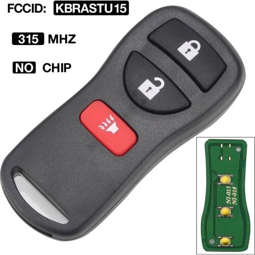 Kutery FCCID KBRASTU15 Remote Key 3 Buttons 315Mhz For Nissan Armada Frontier Murano Pathfinder Quest Titan Xterra 2005-2007