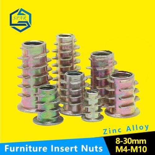 Zinc Alloy Thread for Wood Insert Nut Flanged Hex Drive Head Furniture Nuts Internal and External Teeth Countersunk Head Nut