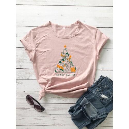MERRY CATMAS. COLORED Christmas T-Shirt 100% Cotton tumblr vintage unisex harajuku graphic women Fashion grunge tshirt top tee