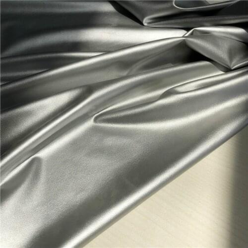 Silver Matte Leather Faux Leather Stretch Metallic Designer Medium-sized Garment Craft Fabric, by Sale the Meter