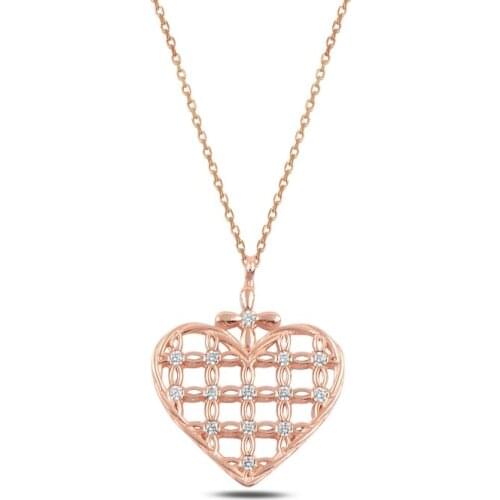 Silver 925 Sterling Heart Zircon Stone Necklace