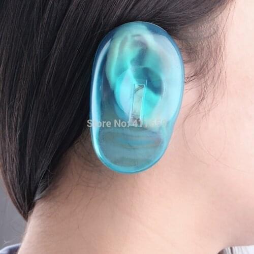 4PCS Clear Silicone Ear Cover Hair Dye Shield Protect Salon Color Blue New Styling Accessories Free Shipping