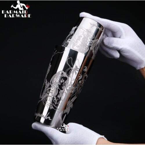 550ml/850ml Engraving Stainless Steel Cocktail Boston Bar Shaker