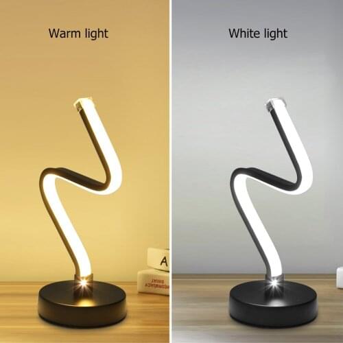 Modern LED Spiral Wave Shaped Light Curved Acrylic Metal Table Lamp Bedroom Decorative Lamp with EU / UK Plug 86-260V