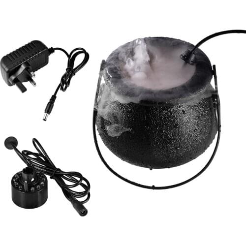Mist Maker with Pot 12 LED Fogger Water Fountain Pond Fog Machine Atomizer Air Humidifier Mini Size Perfect for Halloween