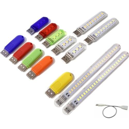 LED USB Night Light Portable U Disk Lamp 3/8/24leds Reading Lamps Colorful Mini Book Lights DC5V Power Bank Powered Camping Bulb