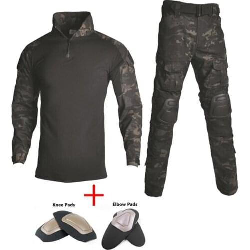 Tactical Ghillie Suits Military Army Uniform Airsoft Paintball Camouflage Hunting Clothes Shirt + Pants with Knee and Elbow Pads