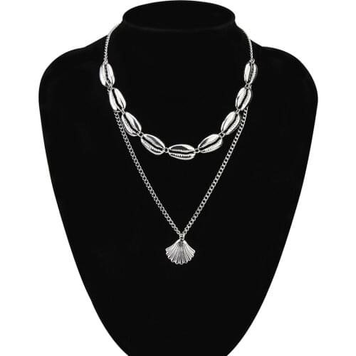 TOUCHEART Boho Alloy Charm Seashell Necklace&Pendants For Women Silver Choker Necklace Jewelry Chain Layered Necklaces SNE190087